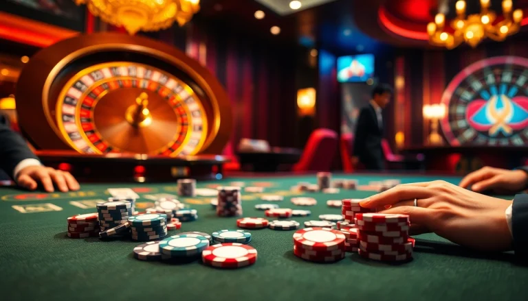 Engaging gameplay at GG88 com poker table with chips and cards in action.