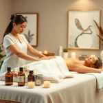 Relaxing 동탄출장마사지 environment with a young therapist providing a soothing massage.