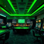 Engaging online gambling scene at https://33win.legal/ featuring modern gaming tables, vibrant colors, and live betting interfaces.