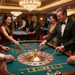 Players placing bets at a roulette table in Hitclub casino atmosphere during an exciting game.