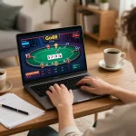 Engaged player using Go88 online casino app during a home gaming session.
