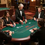 Players strategizing over poker at RR88 casino, showcasing an engaging environment.