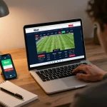 Bbet sports betting gameplay on a laptop with engaging live odds and betting strategies.