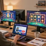 Iwin app gameplay on a laptop showcasing poker and slots for thrilling online gaming experience