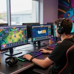 Person enjoying an exciting gaming experience on tot88 with vibrant displays and modern setup.