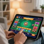 Engaging online roulette gameplay on luck88com tablet in a cozy home environment