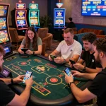 Engaging online gaming at https://god55.agency/ featuring players enjoying lively slot machines and live dealer games in a vibrant environment.