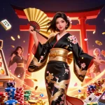 Experience the thrill of gaming at situs xinslot with dazzling slot machine reels and elegant character elements.