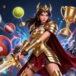 Engage with the llwin deal showcasing a warrior queen and wolf amid vibrant casino-themed elements.