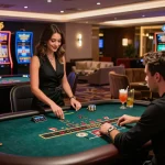 Immersive KO66 online casino scene showcasing live dealer blackjack, luxurious atmosphere, and vibrant gaming environment.