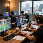 Tg88 trang chủ user engaging with online betting strategy on multiple screens