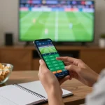 Betting on 98win during an exciting sports game, showcasing action on smartphone app.