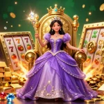 Experience the thrill of slot 5k with beautiful casino elements and golden treasures in this vibrant illustration.