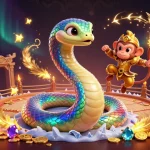 Feel the thrill of DU88 as a colorful serpent and monkey king bring magic to this vibrant casino scene.