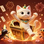Experience the excitement of kenzototo with a captivating gaming scene featuring a mummy cat!
