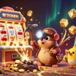Experience thrilling mahjong gameplay with treasures and rich symbols in a vibrant casino scene.