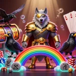 Slot depo 5k menampilkan Odin dan burung hantu di jembatan chip kasino.