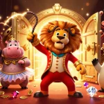 Experience LODE88's vibrant casino world with a captivating 3D circus scene full of treasures.