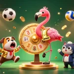 BJ88 showcases a vibrant casino scene with dynamic game elements and a cheering bulldog contestant.