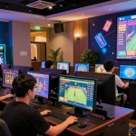 Engaging gaming atmosphere at mahajitu, showcasing digital excitement and modern technology