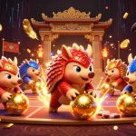 Experience the dynamic action of 조이카지노 with colorful pangolins in a vibrant casino setup.