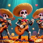 eviz branded illustration featuring a lively mariachi band surrounded by casino and arcade game elements