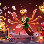 Experience the vibrant world of fokus777 as the mantis card sharp deals cards and shuffles chips.