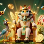 Engage with slot777depoqris5k and spin to win jackpots with ultra-detailed 3D casino art featuring an Egyptian pharaoh cat.