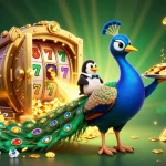 Spin the reels with jackpotjill, featuring vibrant slot symbols and festive characters in a luxurious casino scene.