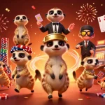 Join the excitement of slot deposit 5000 gameplay with playful meerkats showcasing a vibrant casino atmosphere.