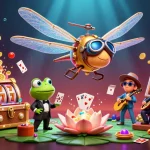 Experience thrilling slots at Spaceman with vibrant action from a dragonfly pilot and frog croupier.