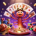 Experience casino bonus news with vibrant 3D cartoon characters amidst cascading coins and roulette wheel.