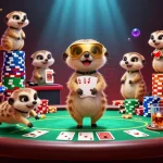 Watch meerkats in action at okfun, running a vibrant casino operation with poker games and colorful chips.